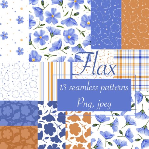 collection of seamless patterns "Flax" cover image.