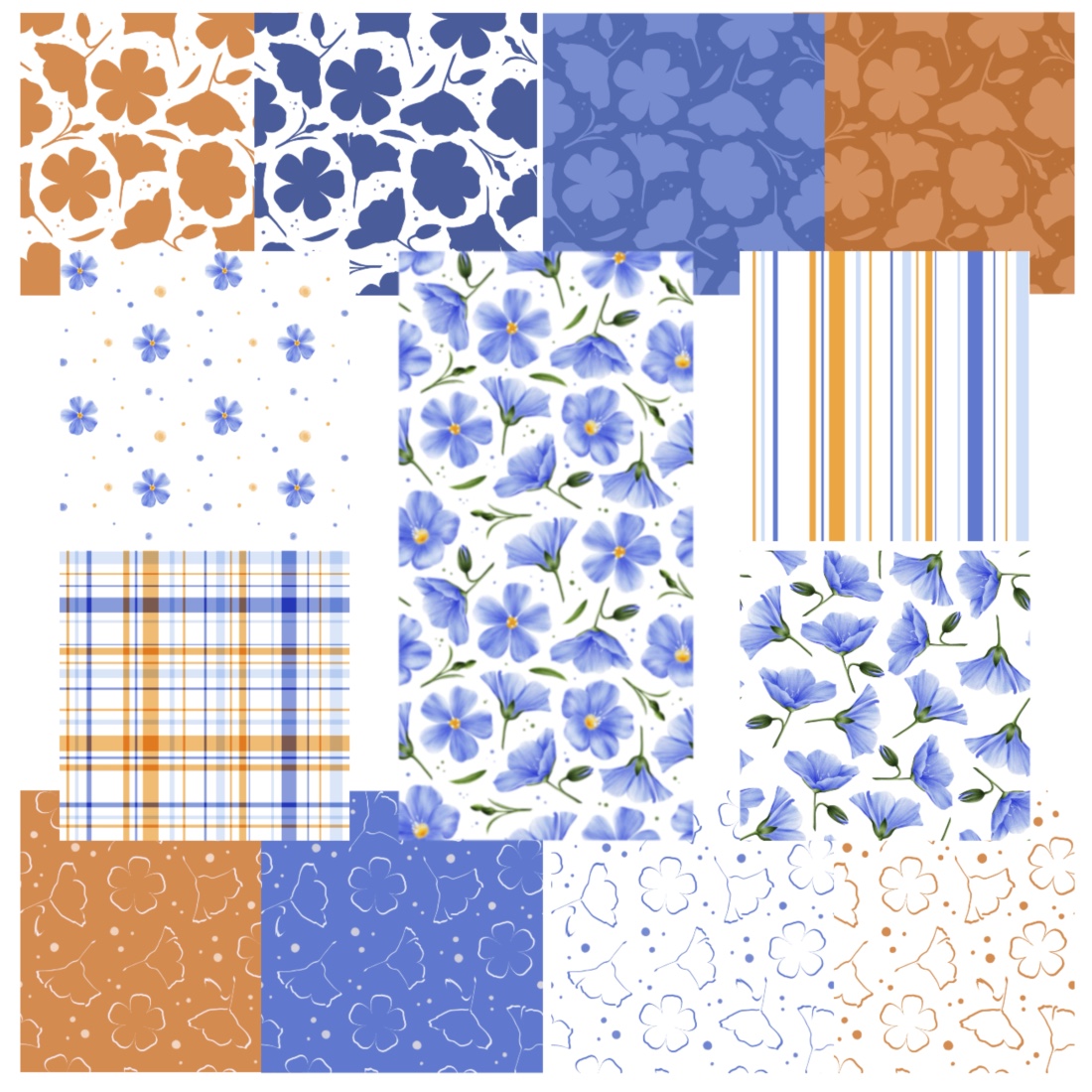 collection of seamless patterns "Flax" preview image.