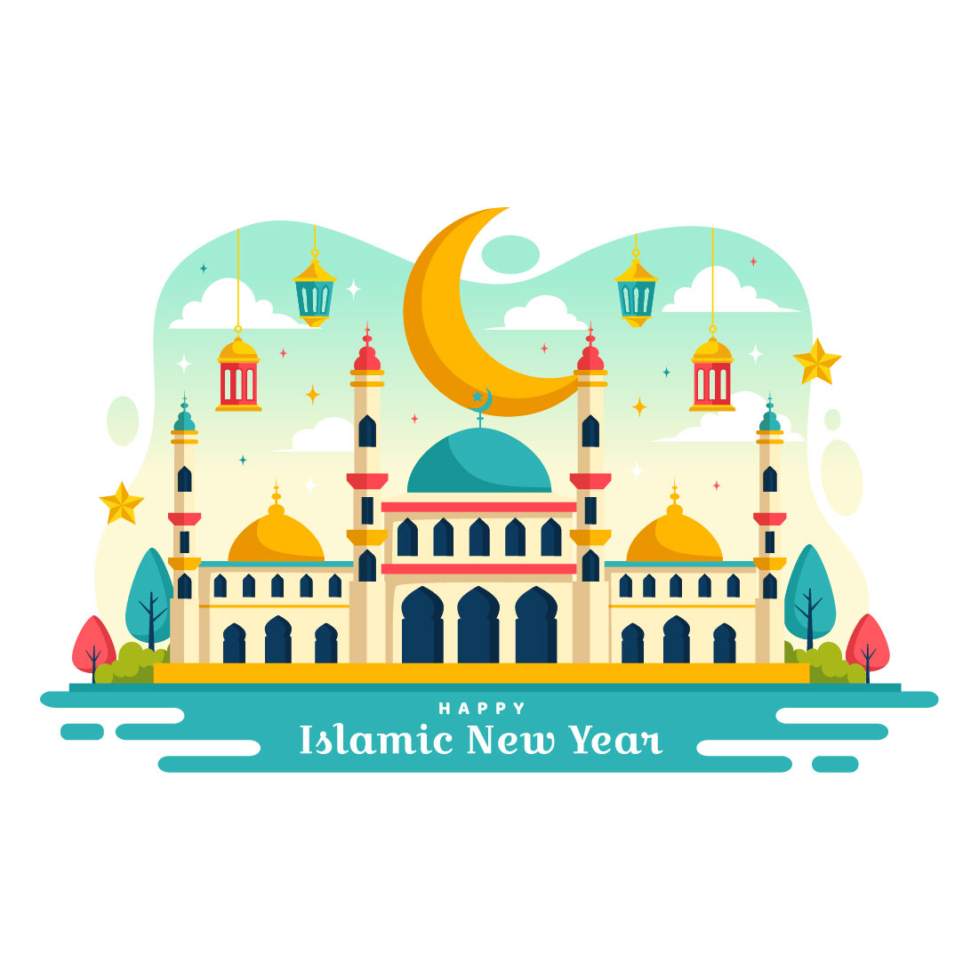 12 Happy Islamic New Year Illustration preview image.