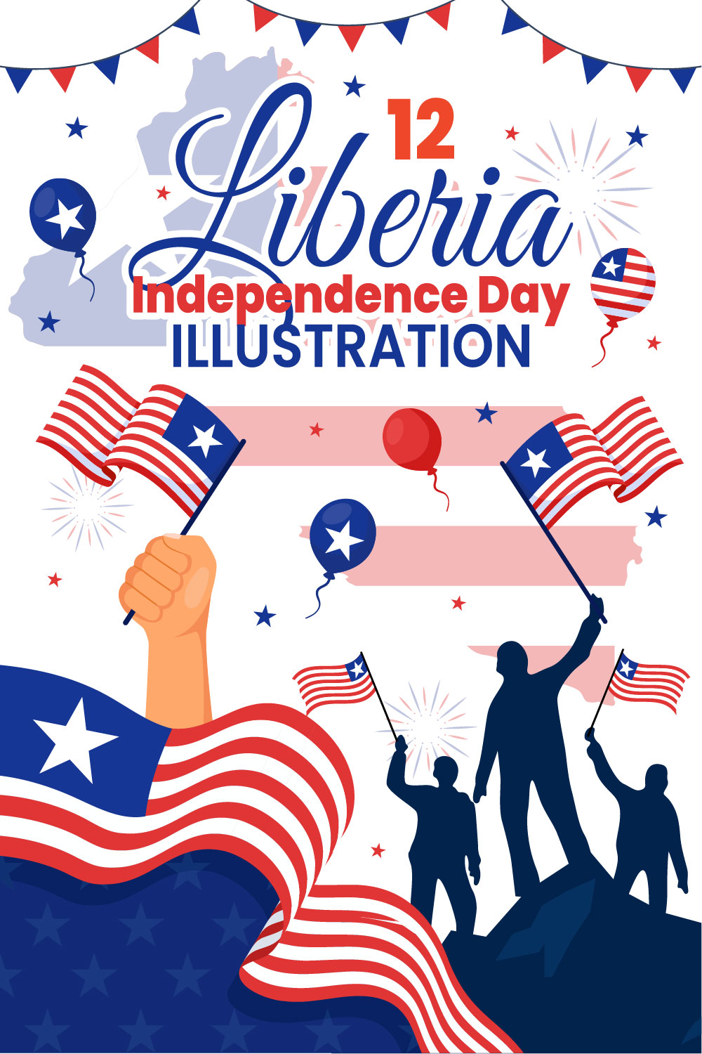 12 Liberia Independence Day Illustration pinterest preview image.