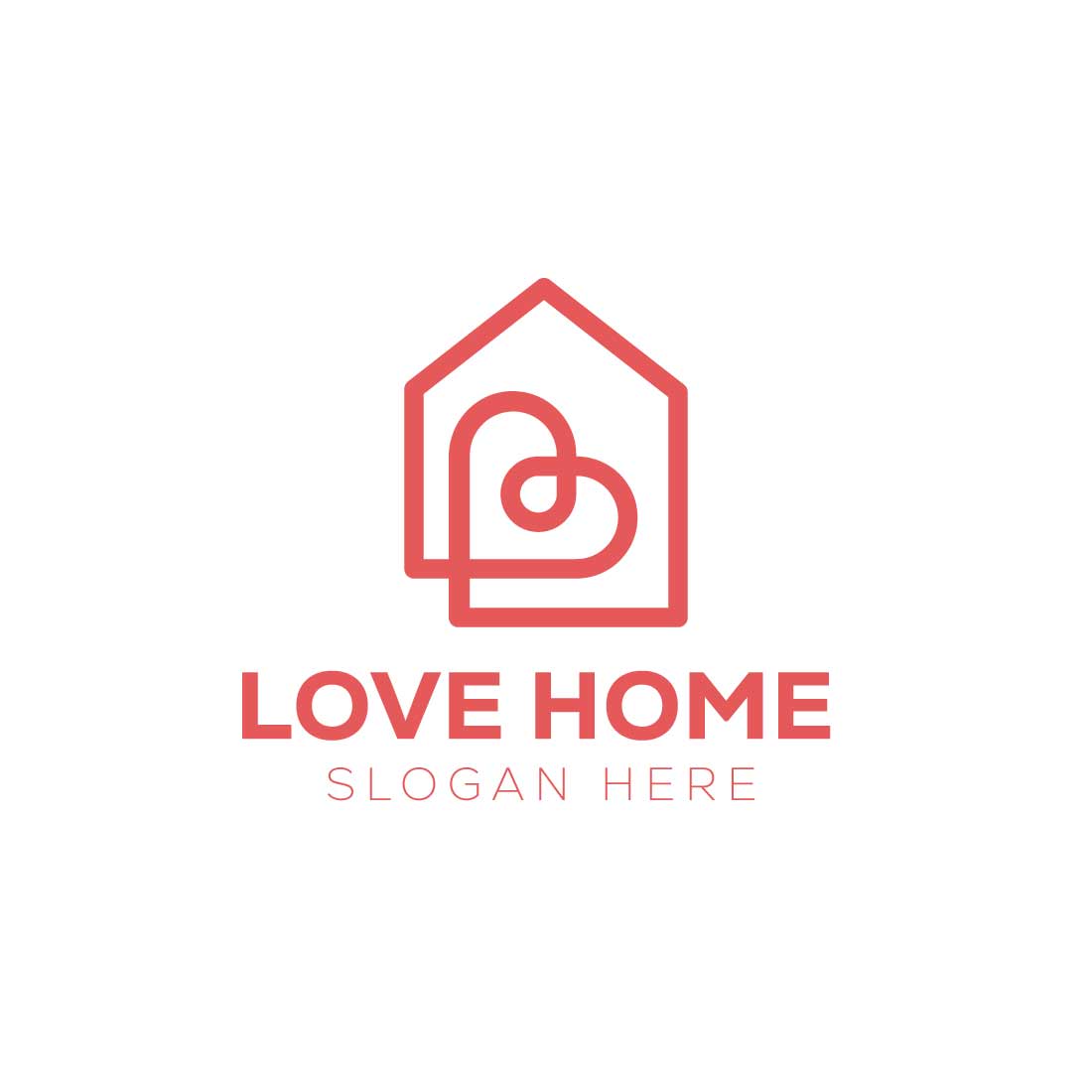 Creative Home Logo Love House logo design preview image.