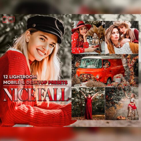 12 Nice Fall Lightroom Presets, Autumn Moody Preset, Girl happy Desktop LR Filter DNG Lifestyle Theme For Blogger Portrait Instagram cover image.