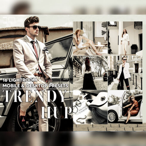 16 Trendy Hup Lightroom Presets, Luxury Mobile Preset, Bright Airy Desktop LR Filter DNG Lifestyle Theme For Blogger Portrait Instagram cover image.