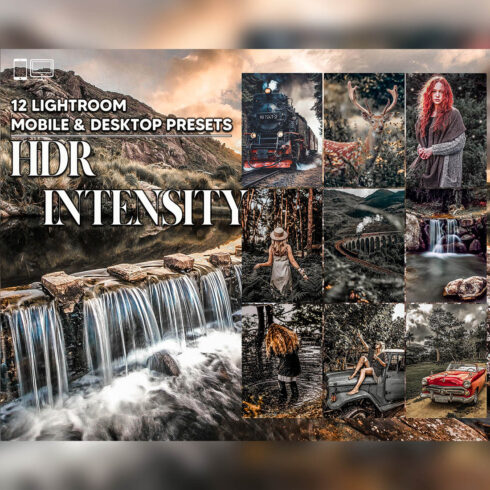 12 HDR Intensity Lightroom Presets, Moody Mobile Preset, Cold Desktop LR Filter DNG Portrait Instagram Theme For Lifestyle, Scheme cover image.