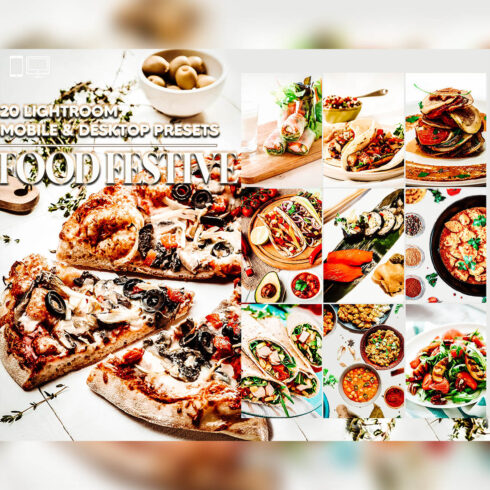 20 Food Festive Lightroom Presets, Bright Edible Mobile Preset, Light Vibrant Desktop LR Filter DNG Portrait Instagram Theme For Lifestyle, Scheme cover image.