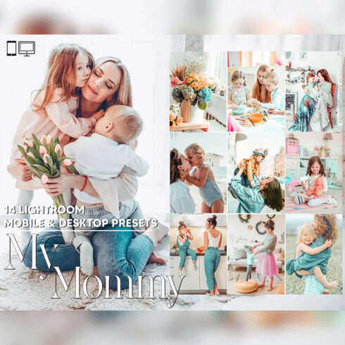 14 My Mommy Lightroom Presets, Pastel Color Mobile Editing, Baby Desktop LR Filter DNG Influencer Instagram Theme, Light Hue, Blogger CC cover image.