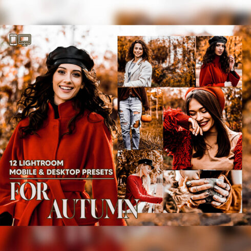 12 For Autumn Lightroom Presets, Girly Mobile Preset, Fall Desktop LR Lifestyle DNG Instagram Warm Filter Theme Portrait Season cover image.