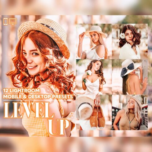 12 Level Up Lightroom Presets, Spring Warm Mobile Preset, Woman Bright Desktop, Lifestyle Portrait Theme For Instagram LR Filter DNG Natural cover image.