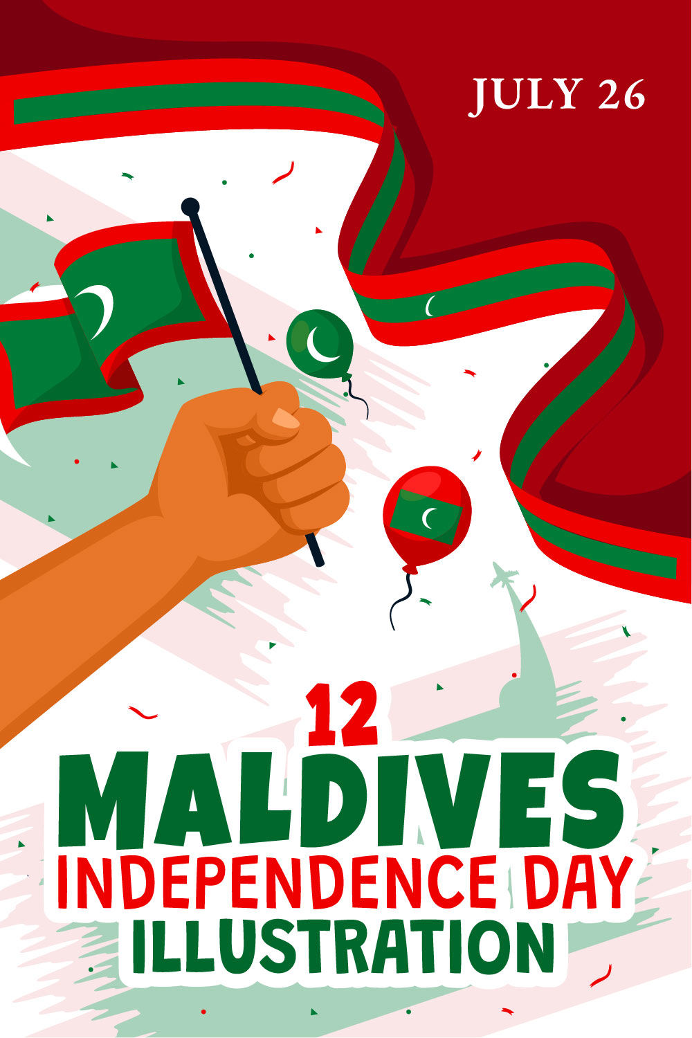12 Maldives Independence Day Illustration pinterest preview image.