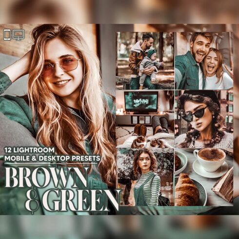 12 Brown & Green Lightroom Presets, Moody Mobile Preset, Cocoa Warm Desktop, Lifestyle Portrait, Theme Instagram LR, Filter DNG, Deep Trendy cover image.