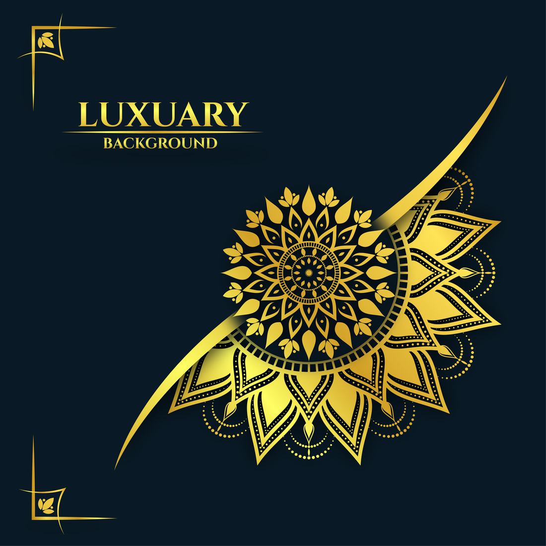 Luxury Golden Mandala Design Template preview image.