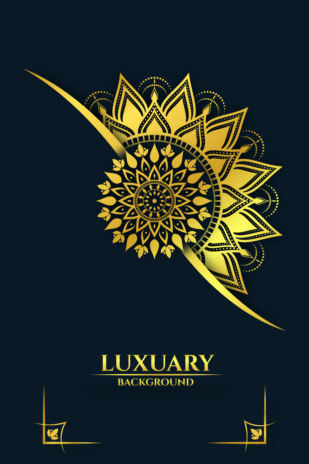 Luxury Golden Mandala Design Template pinterest preview image.