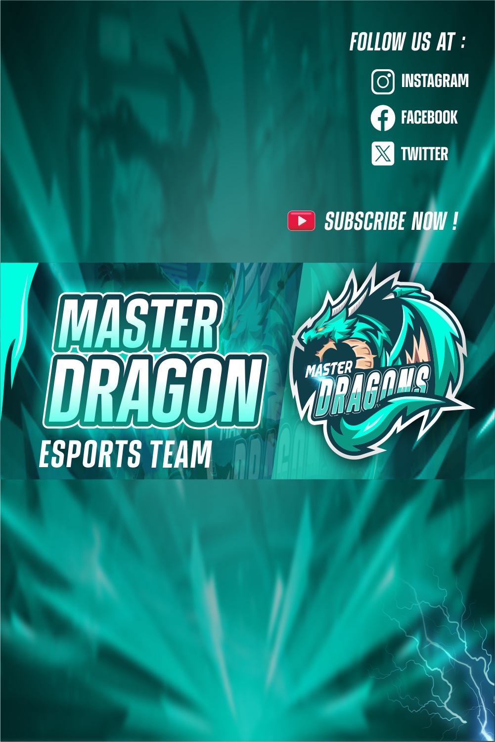 Attractive gaming logo and banner named Master Dragons! pinterest preview image.