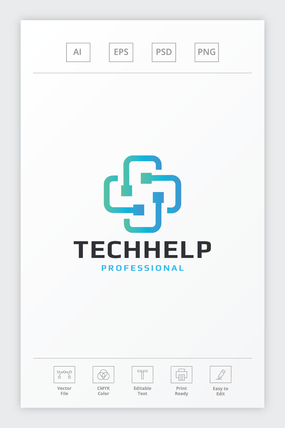Tech Help Professional Logo pinterest preview image.