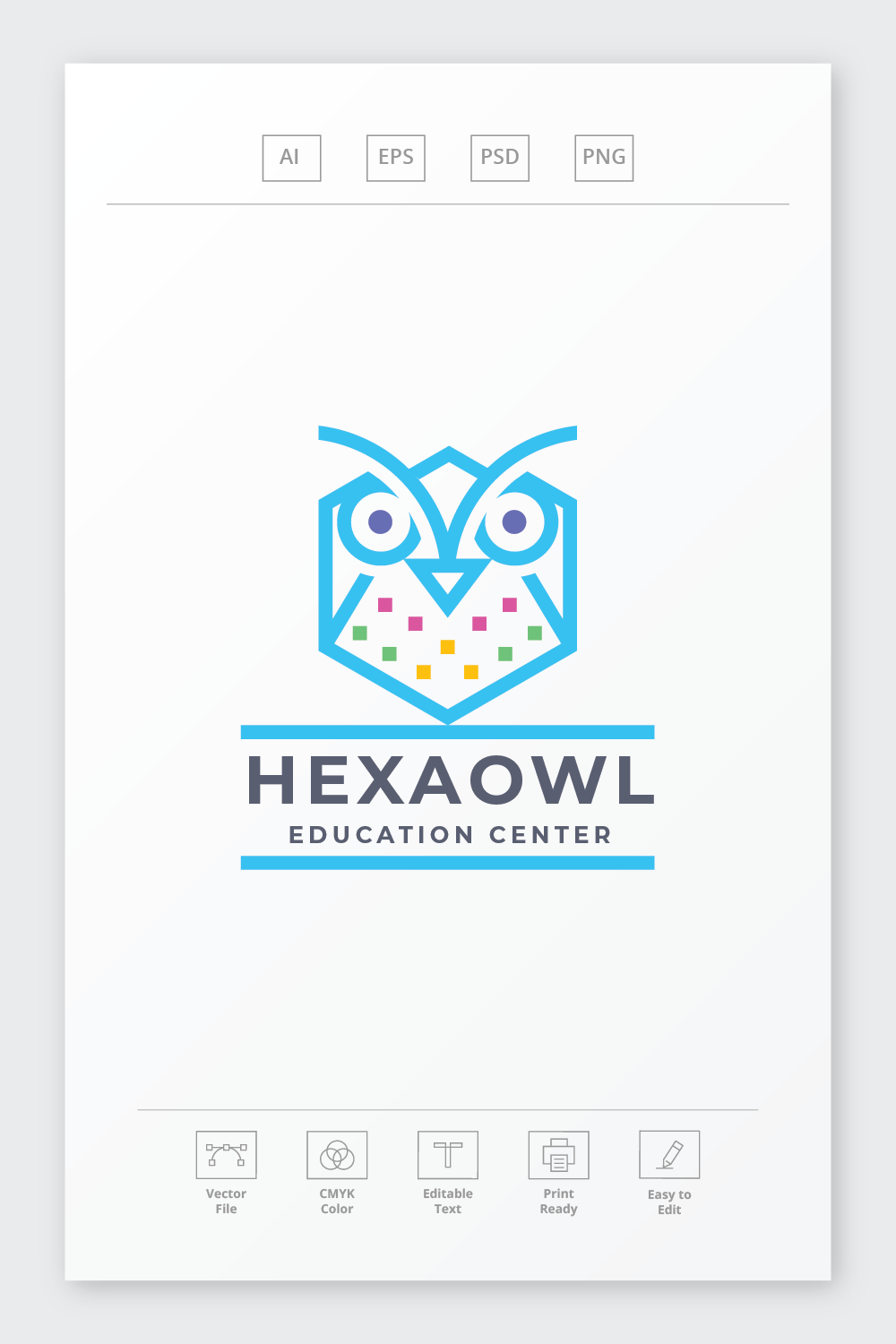 Hexa Owl Logo pinterest preview image.