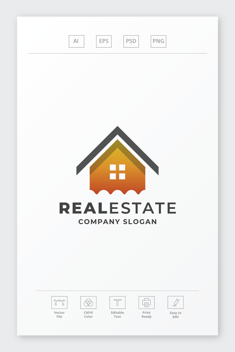Modern House Real Estate Logo pinterest preview image.