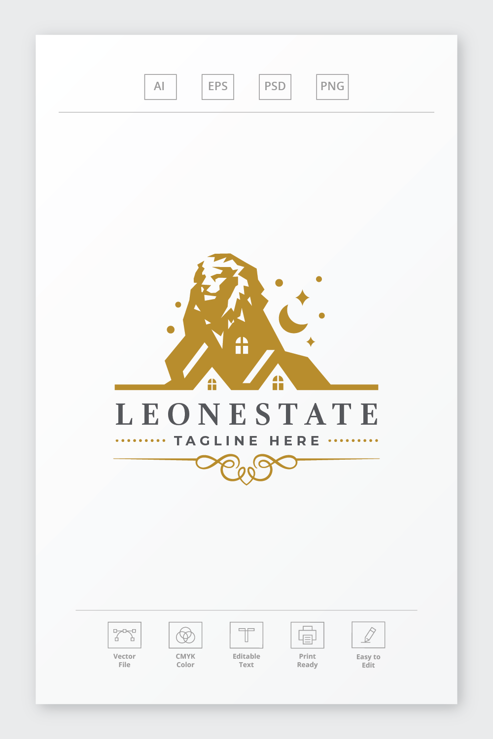 Lion Real Estate Logo pinterest preview image.
