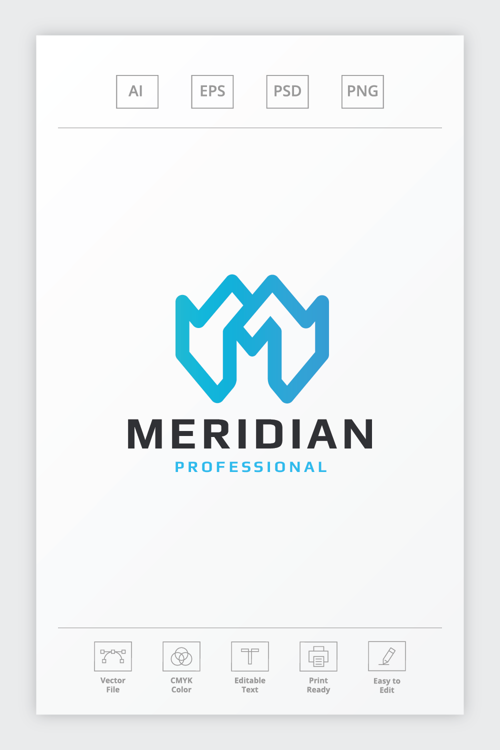 Meridian Letter M Logo pinterest preview image.