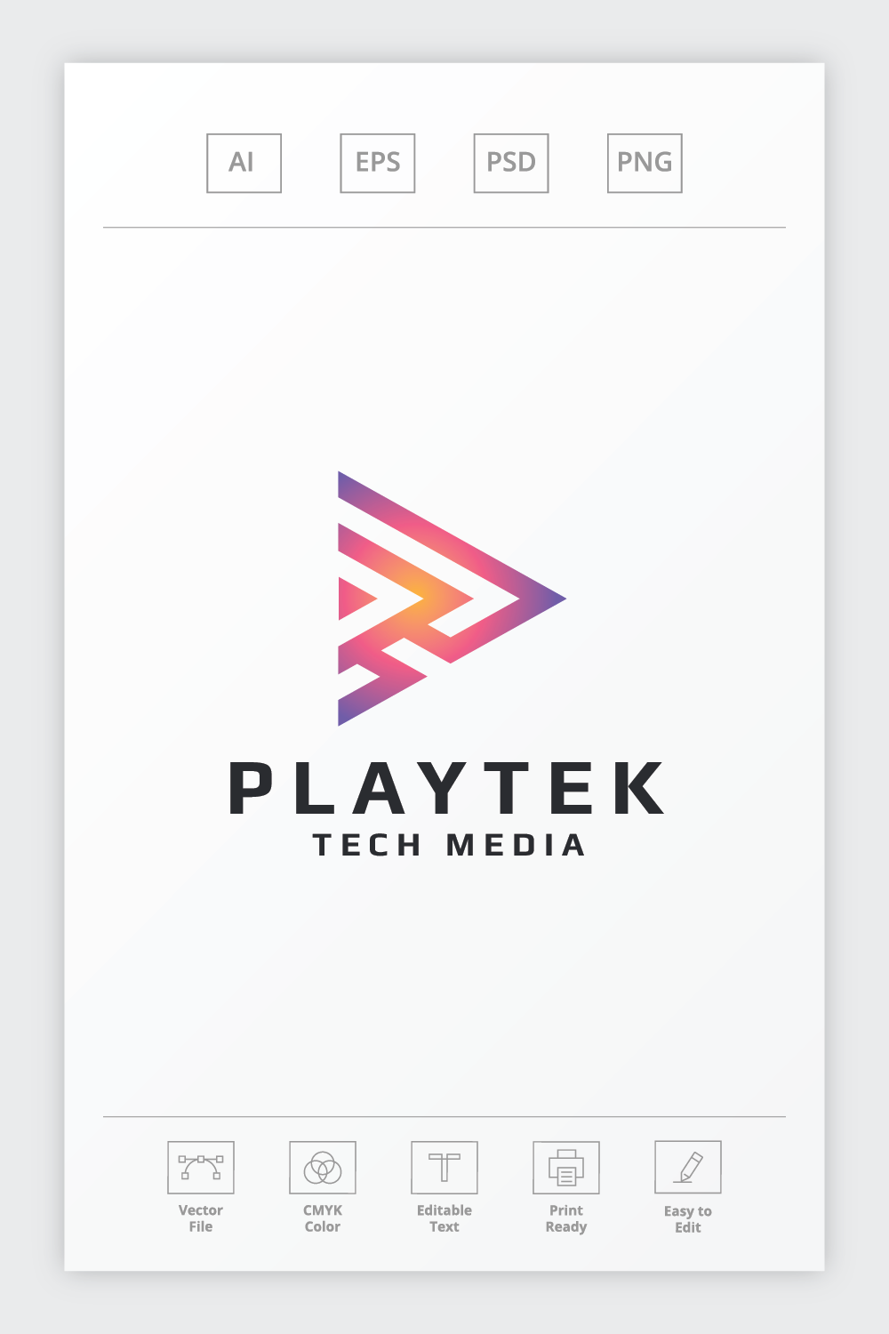 Playtek Media Play Logo pinterest preview image.
