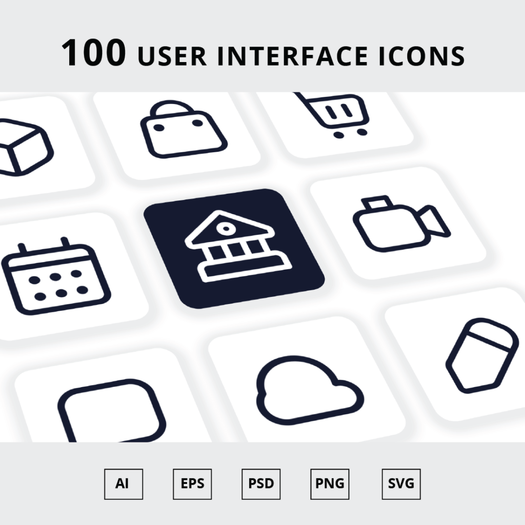 100 Standard User Interface Icons - 3 Style Included - MasterBundles