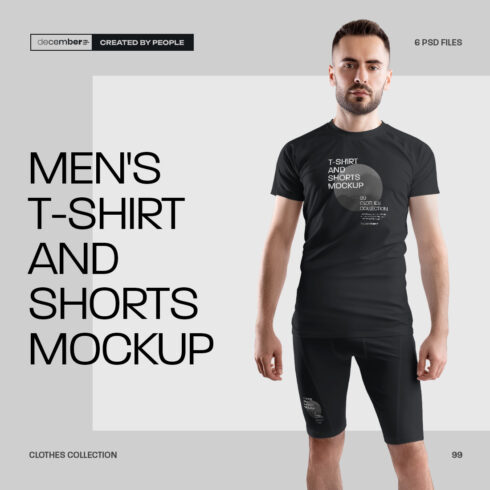 6 Men's Mockups T-Shirt and Compression Shorts cover image.