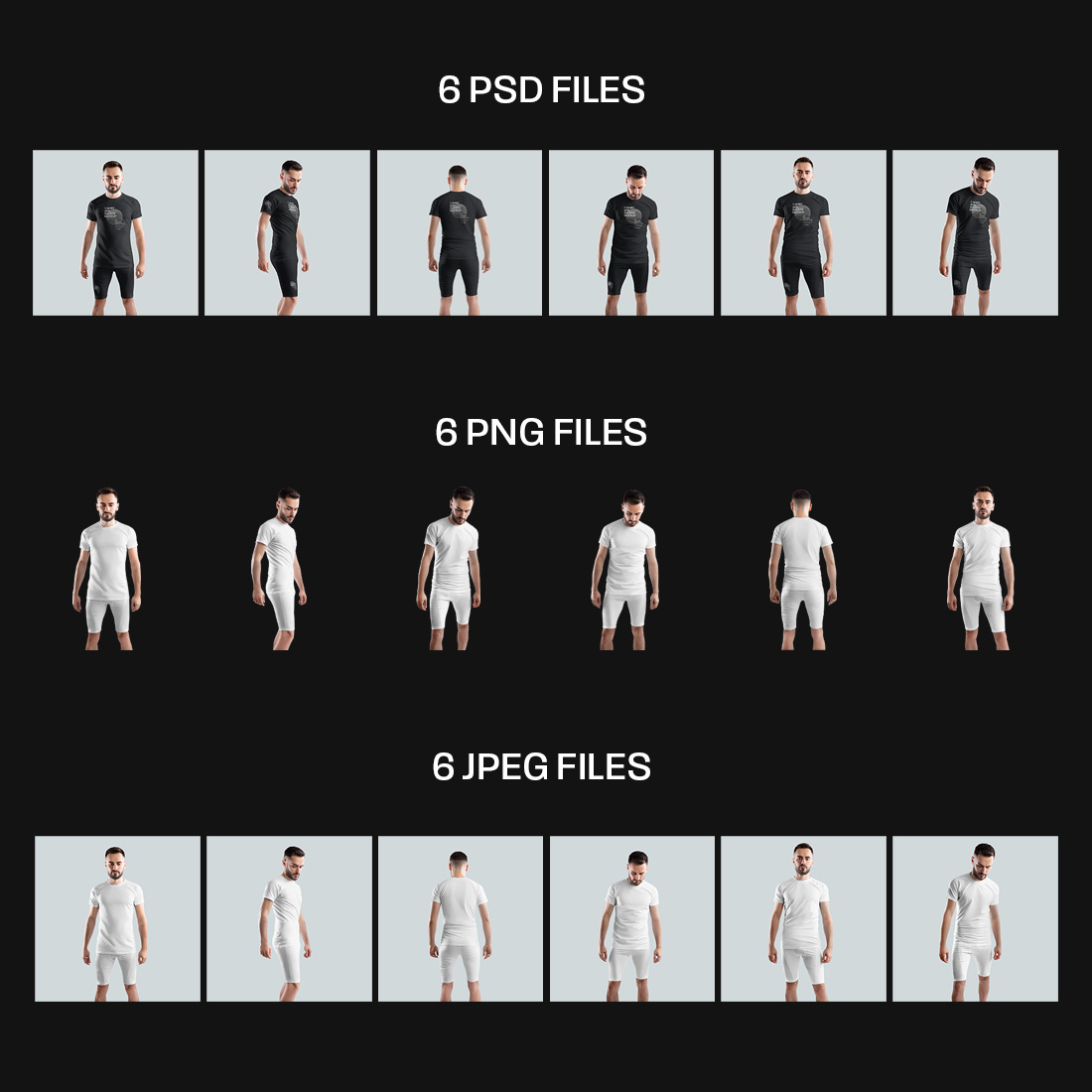 6 Men's Mockups T-Shirt and Compression Shorts preview image.
