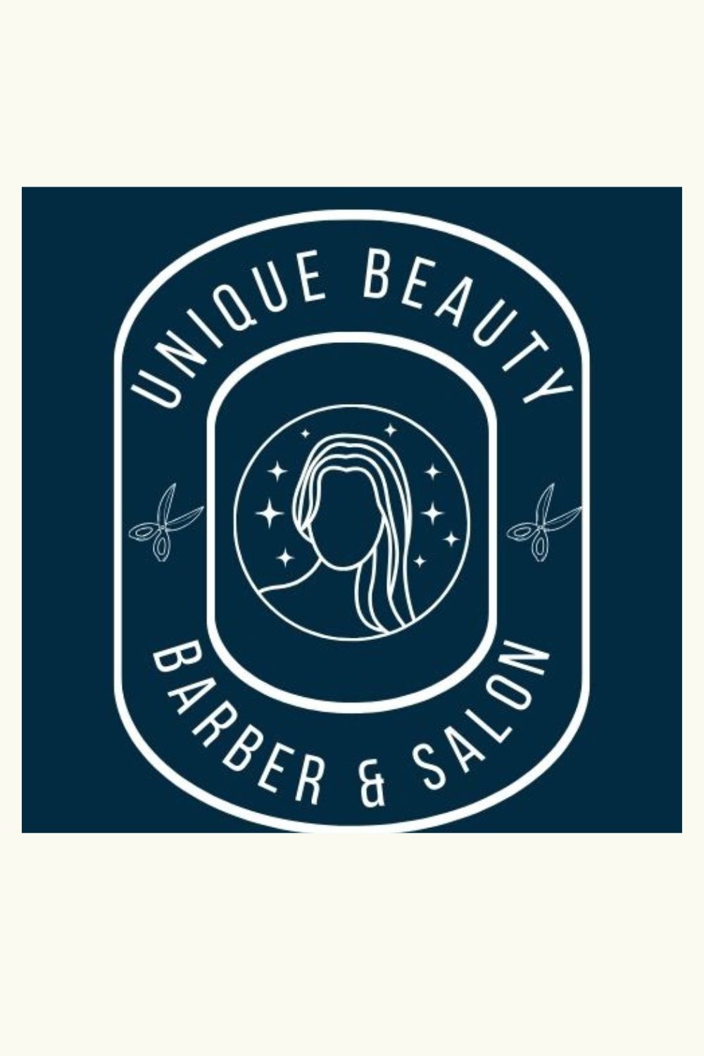 Unique Barber & Beauty Shop Logo Template pinterest preview image.