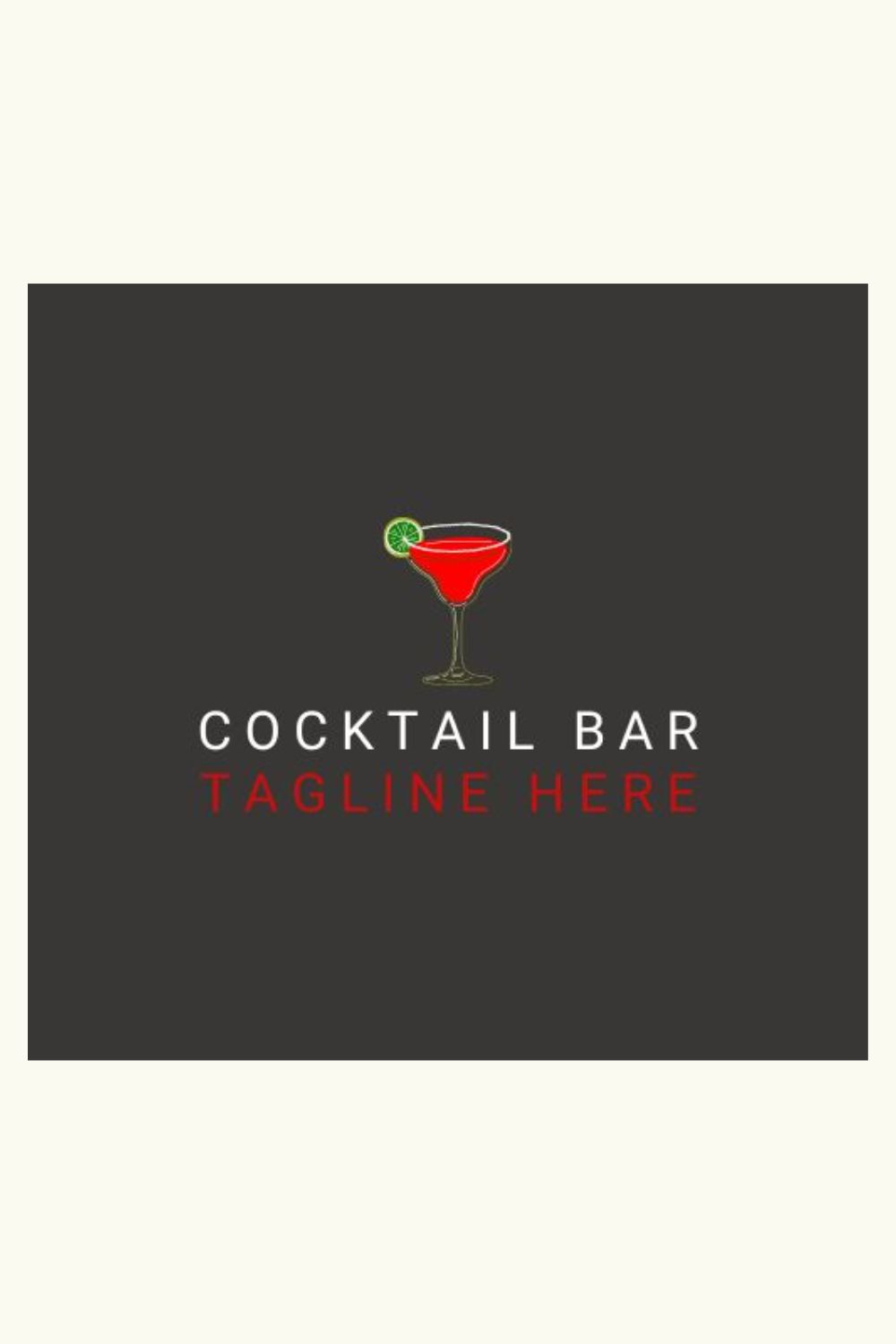 Editable Cocktail Bar Logo Template pinterest preview image.