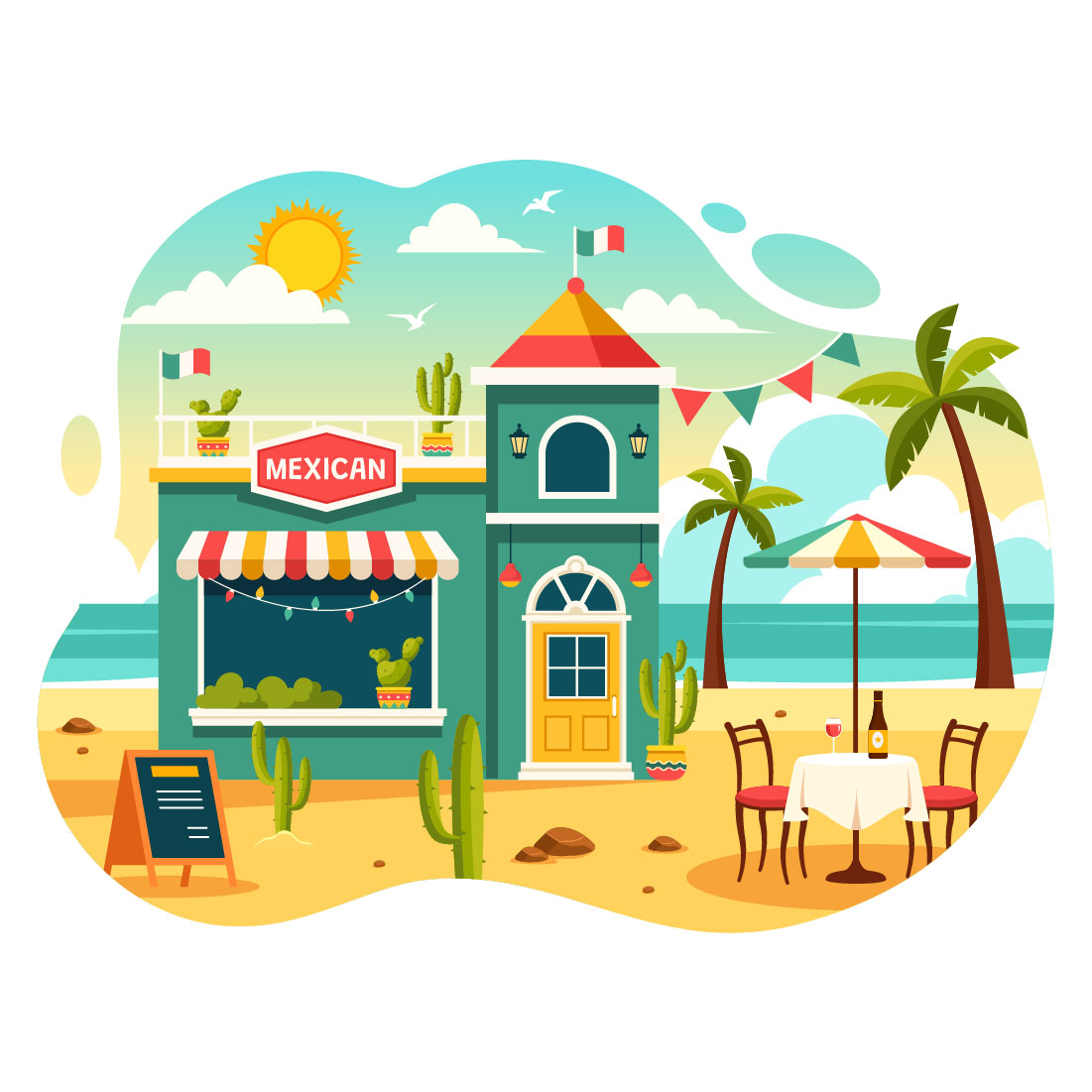 9 Mexican Food Restaurant Illustration preview image.