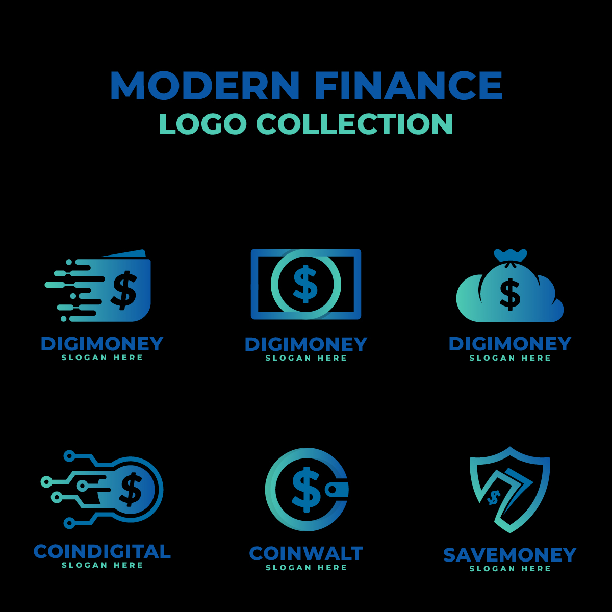 Modern Gradient Finance Logo Collection preview image.