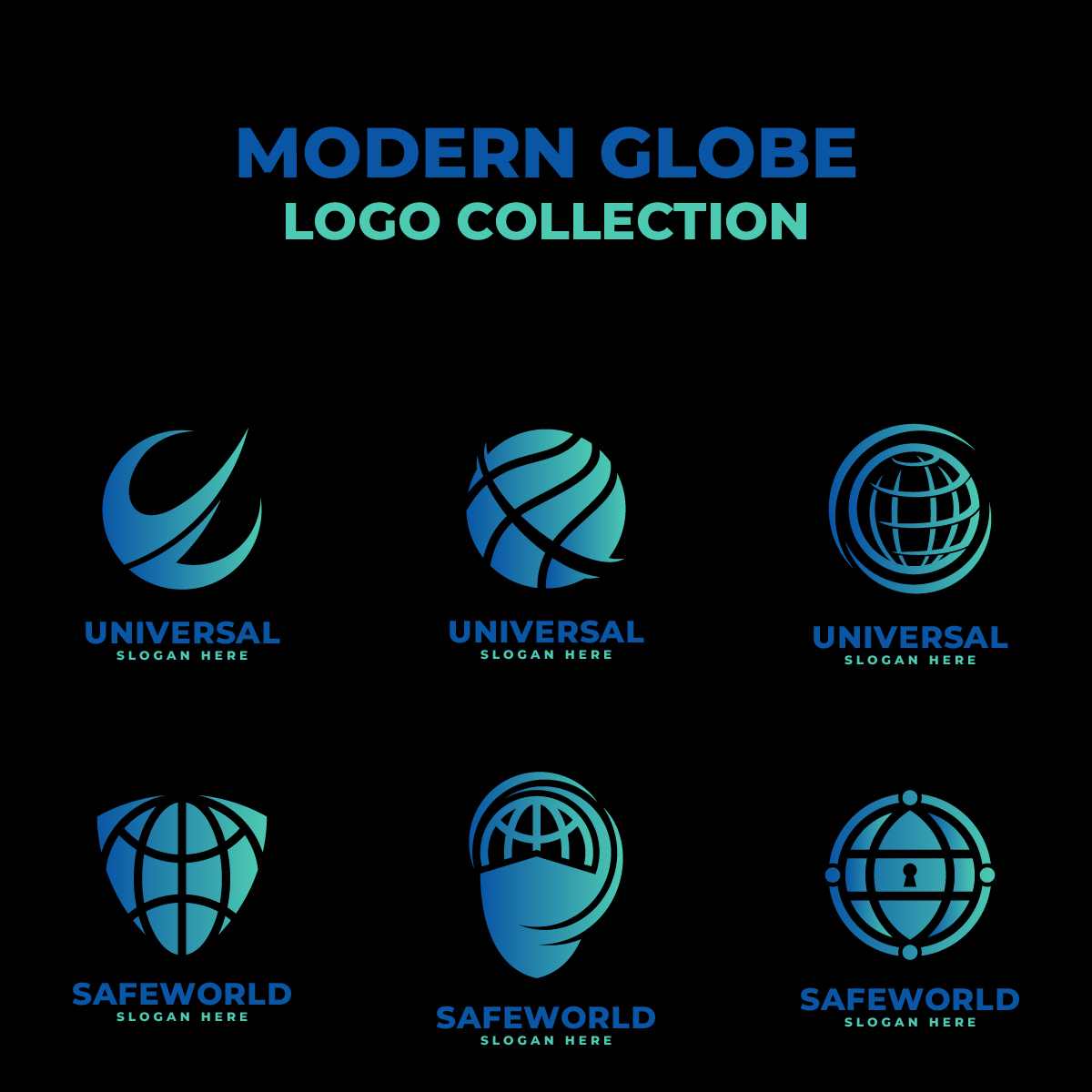 Modern Gradient Globe Logo Collection preview image.