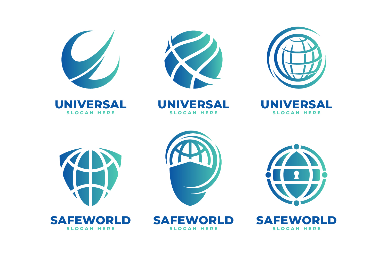 Modern Gradient Globe Logo Collection pinterest preview image.