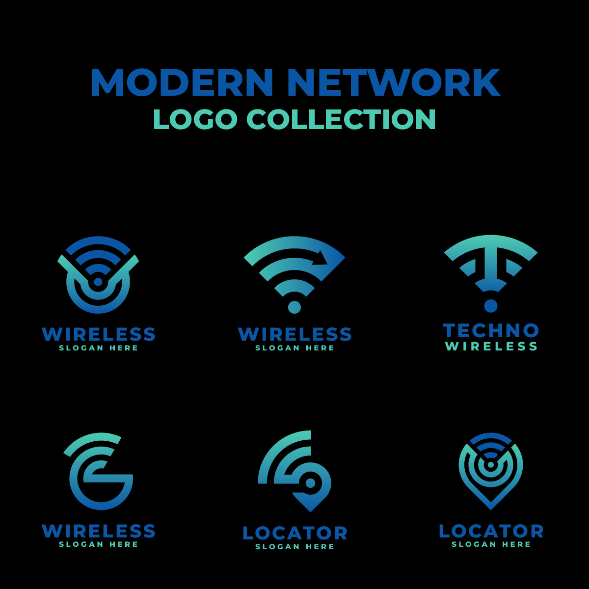 Modern Digital Network Logo Collection preview image.