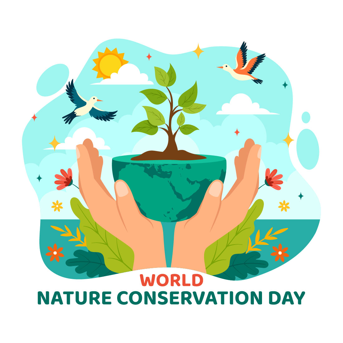 9 World Nature Conservation Day Illustration preview image.