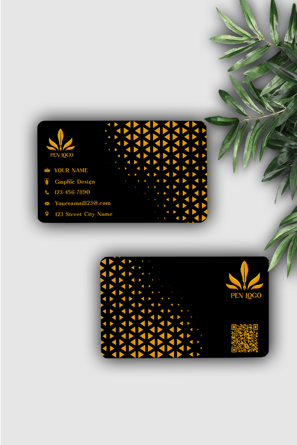 Business card template for Grahic designer pinterest preview image.