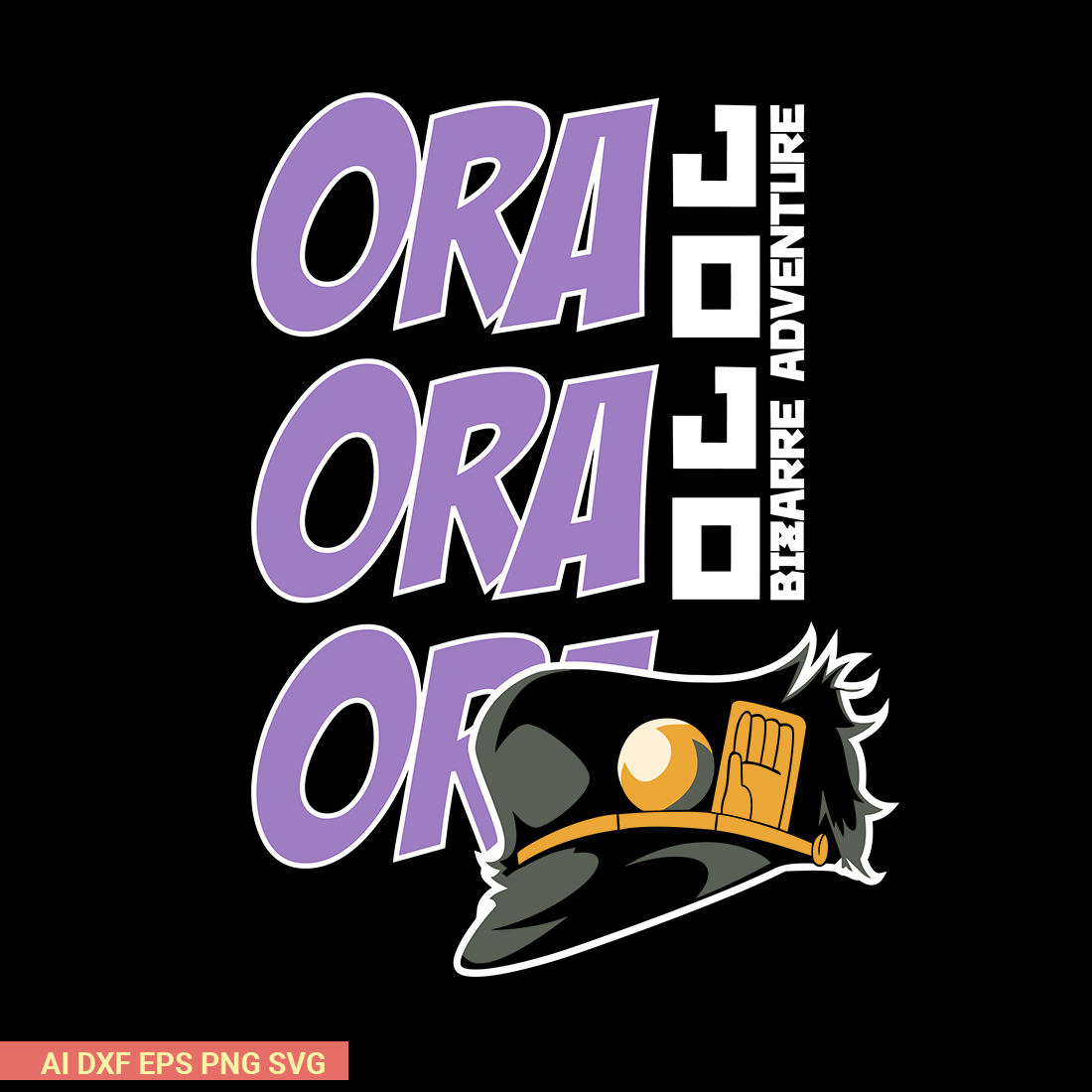 Ora Ora Ora Dark JoJo’s Bizarre Adventure tshirt design preview image.