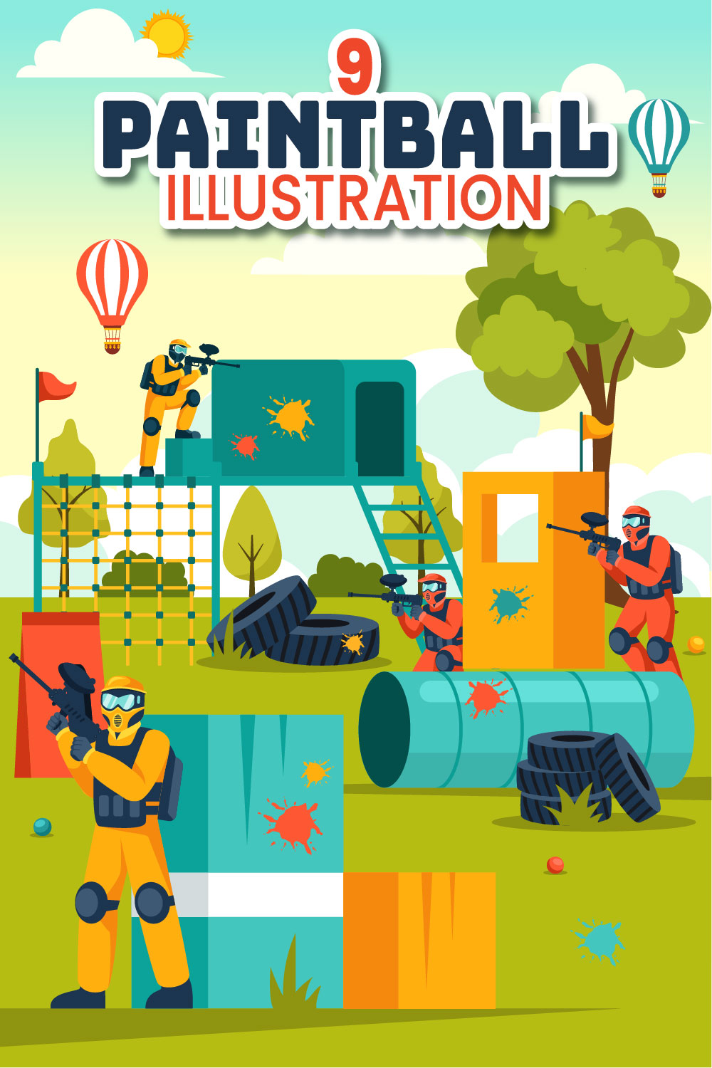9 Paintball Game Illustration pinterest preview image.
