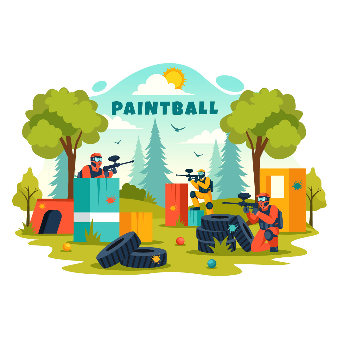 9 Paintball Game Illustration preview image.