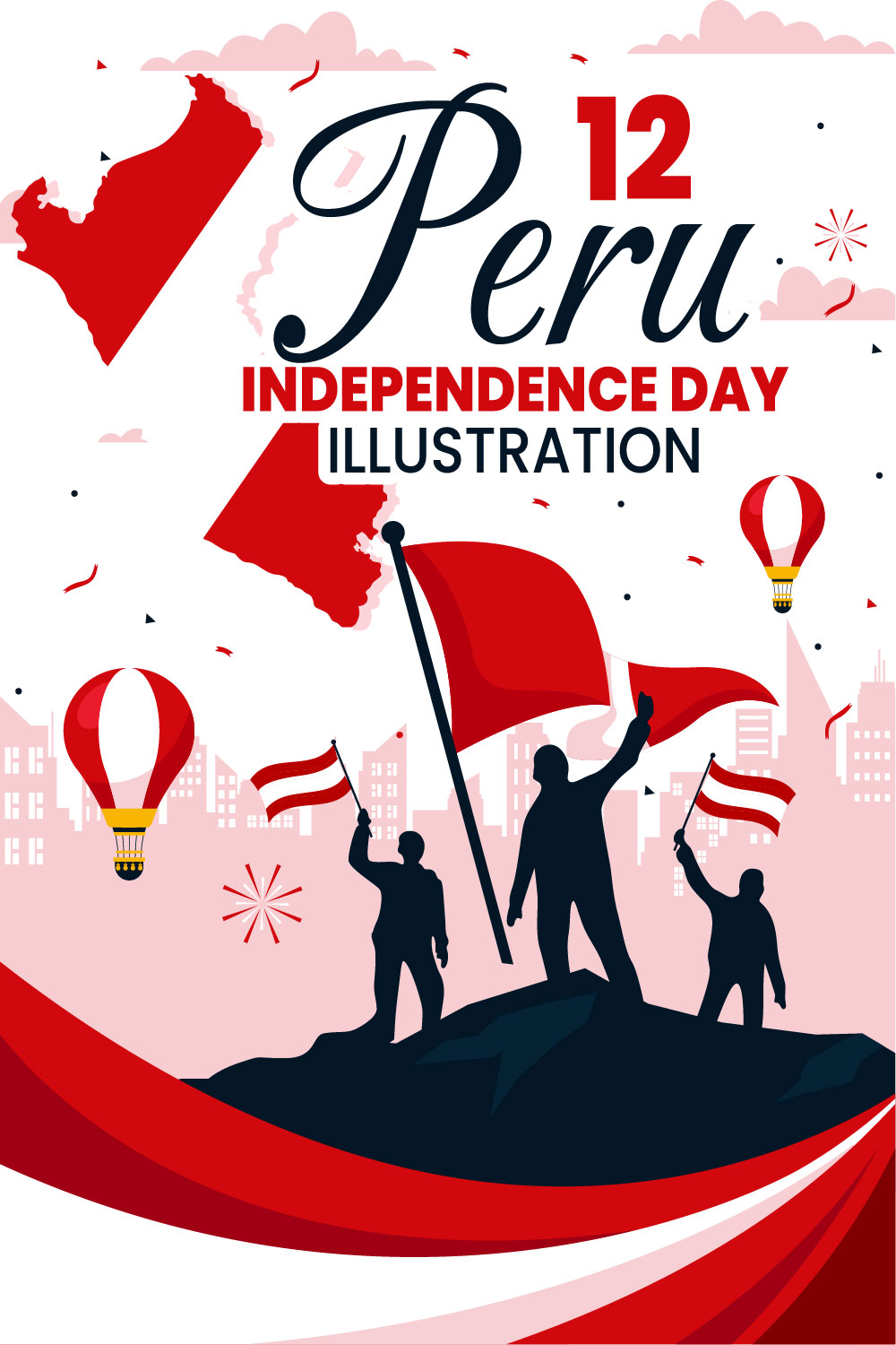 12 Peru Independence Day Illustration pinterest preview image.