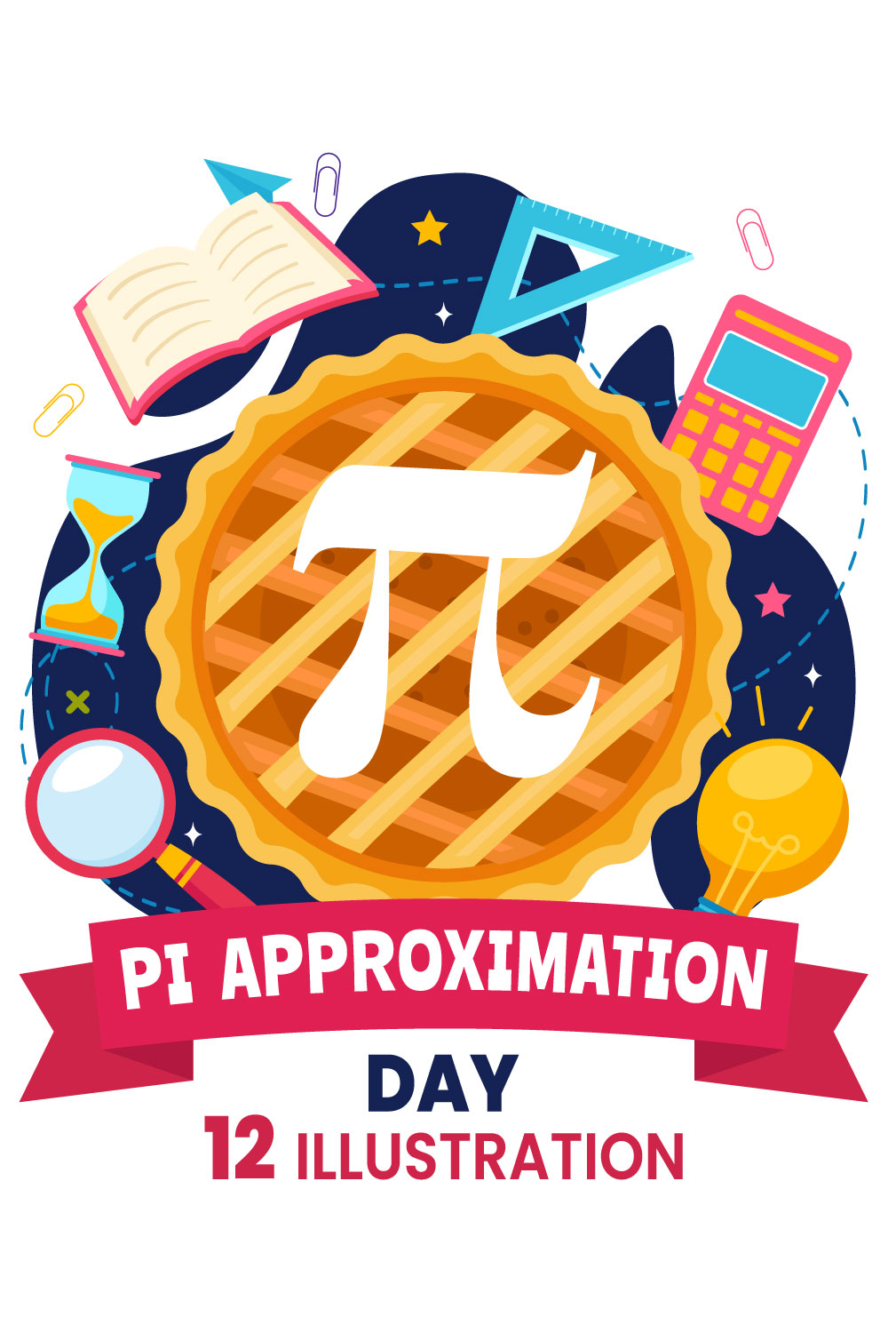 12 Pi Approximation Day Illustration pinterest preview image.