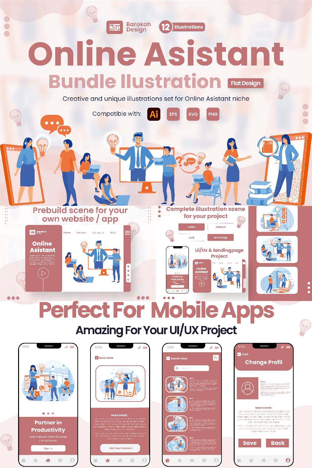 12 Illustrations Related to Online Assistant 2 pinterest preview image.