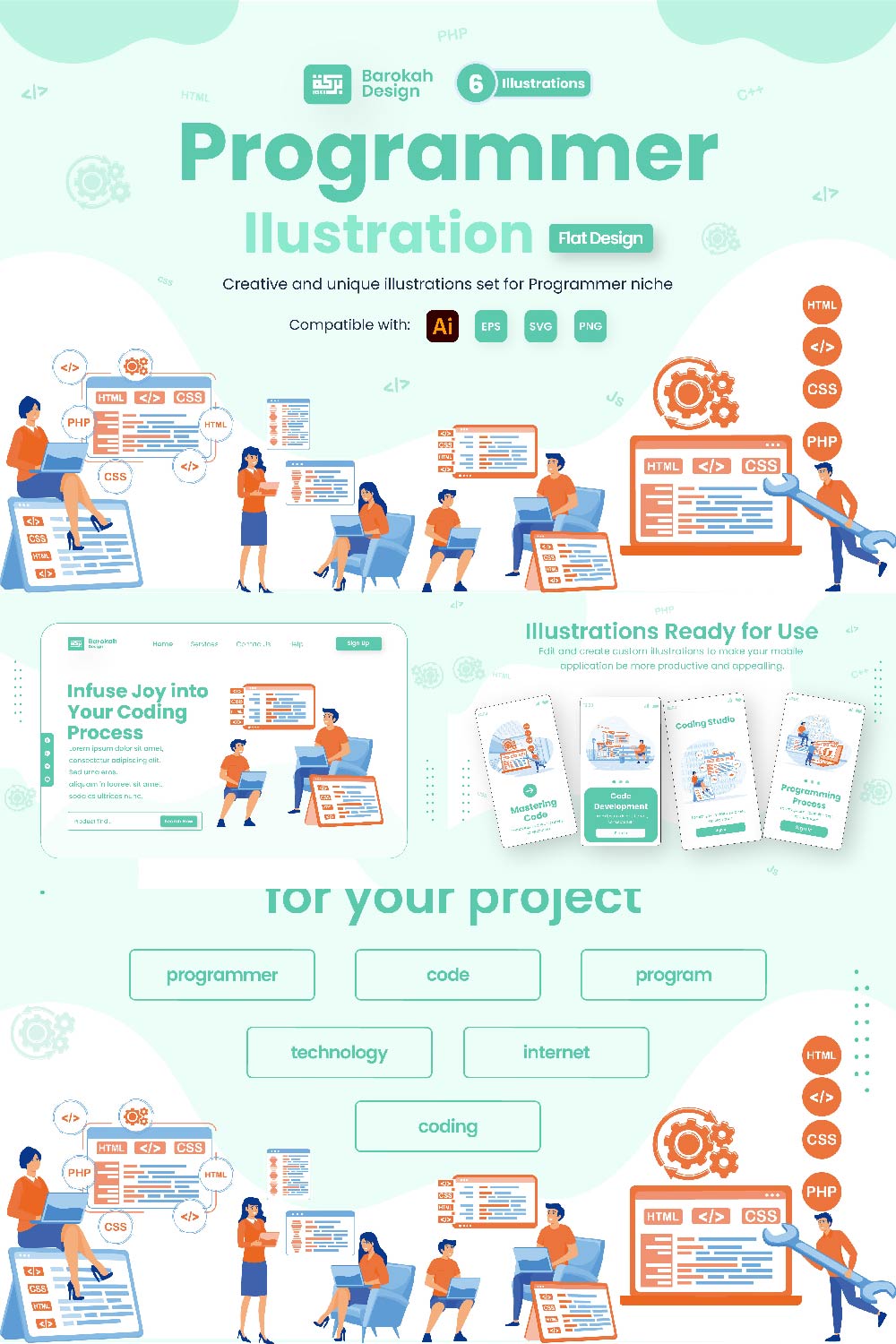 6 Illustrations Related to Programmers 2 pinterest preview image.