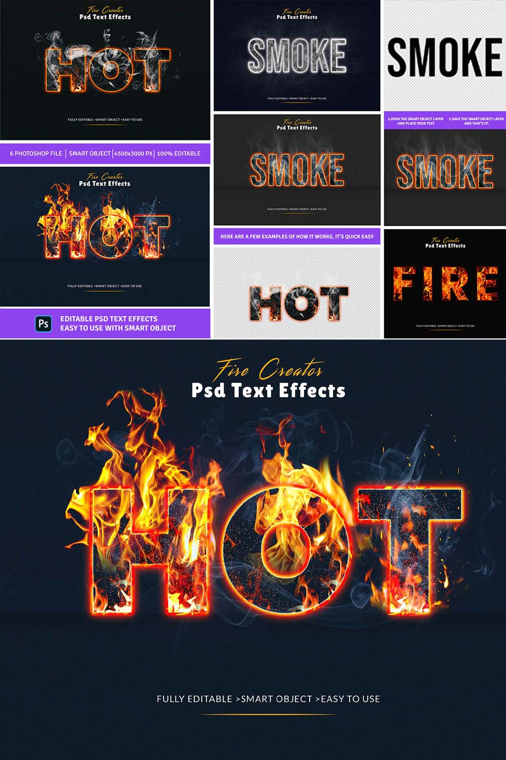 Realistic Fire Text Effects Creator pinterest preview image.
