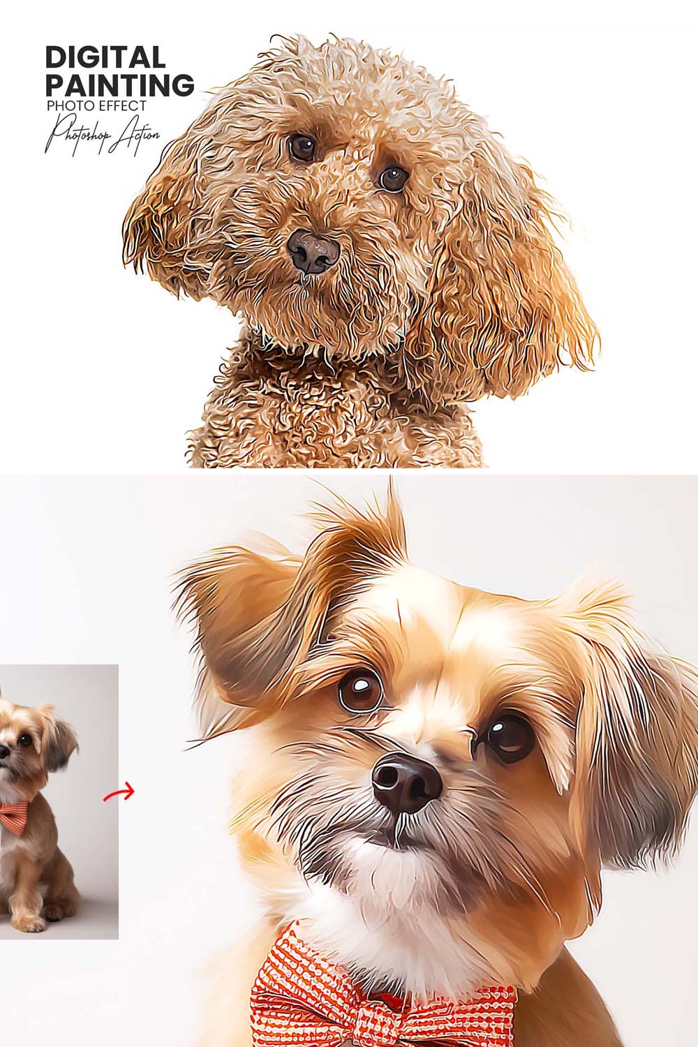 Digital Painting Photo Effect Photoshop Action pinterest preview image.
