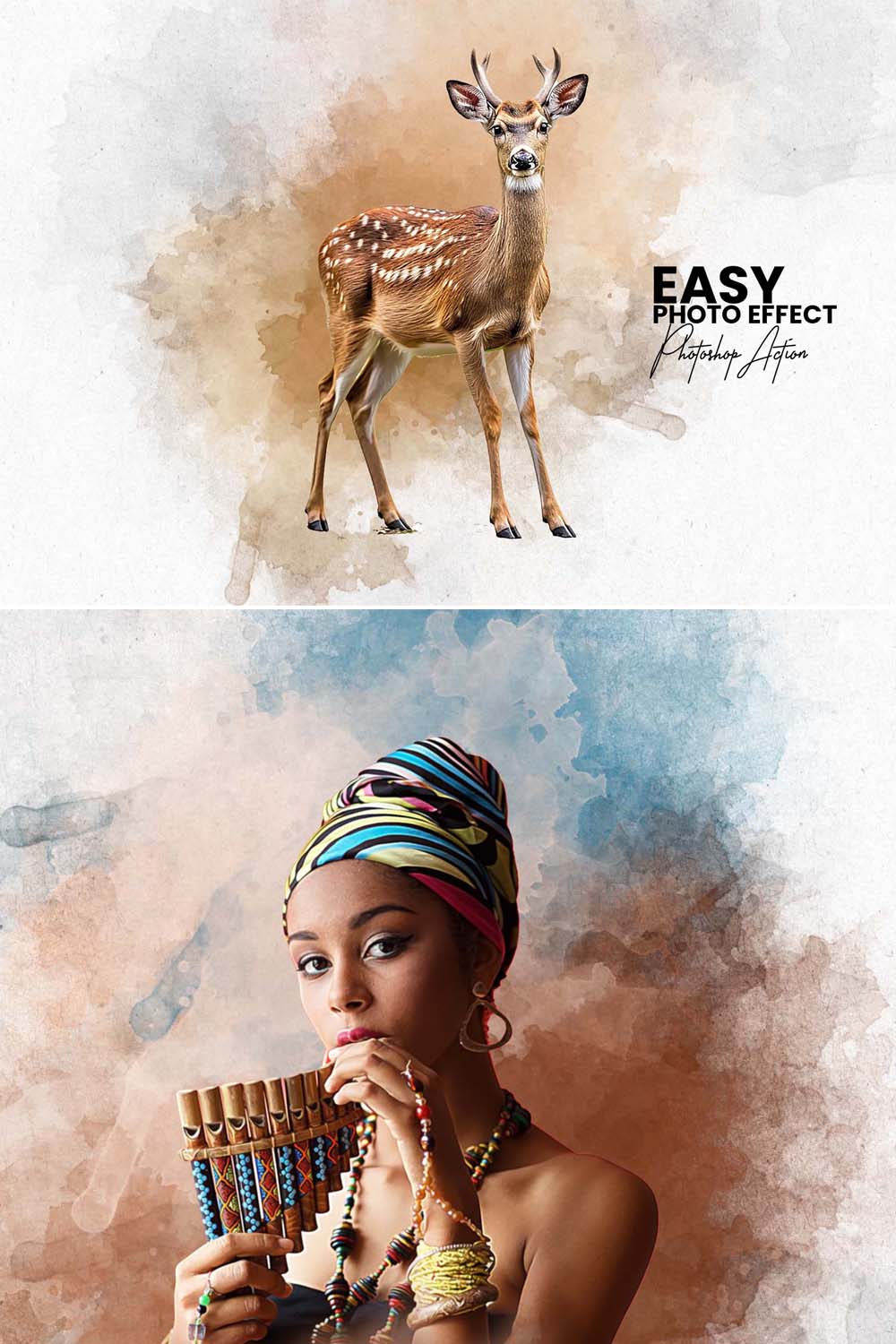 Easy Photo Effect Photoshop Action pinterest preview image.