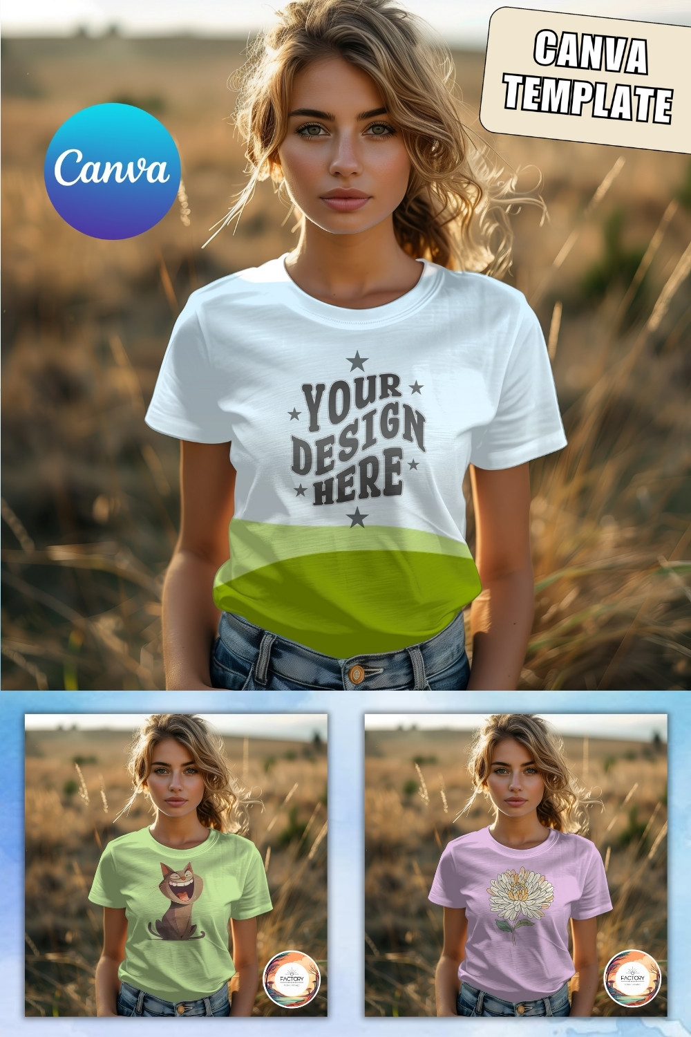 T-Shirt Mockup Canva Bella Canvas 3001 Template + Tutorial pinterest preview image.