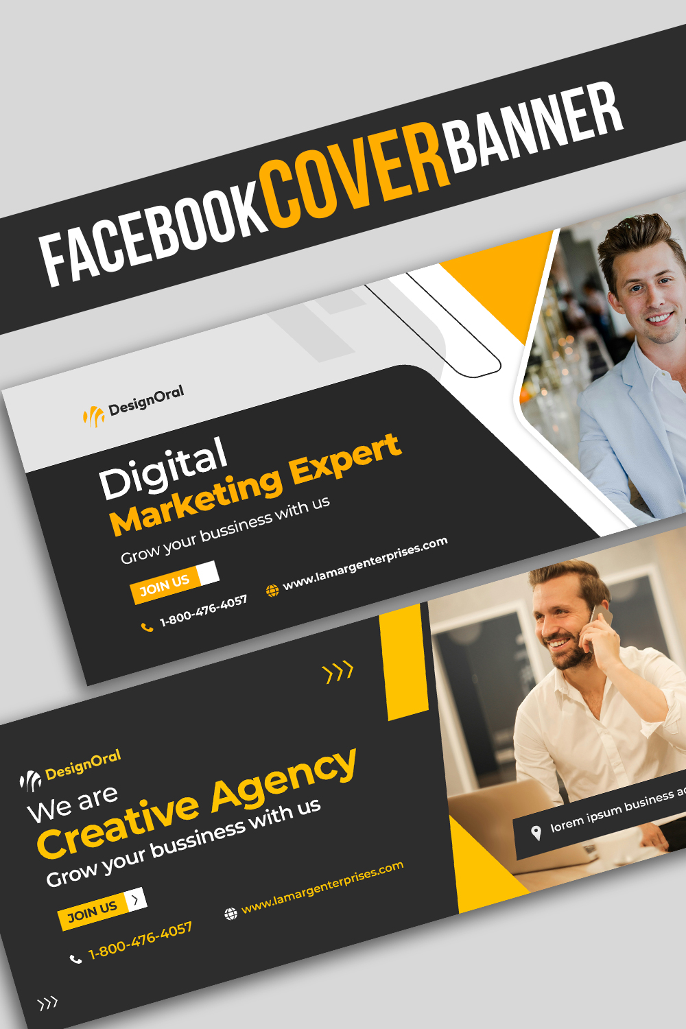 Corporate business facebook cover banner template pinterest preview image.