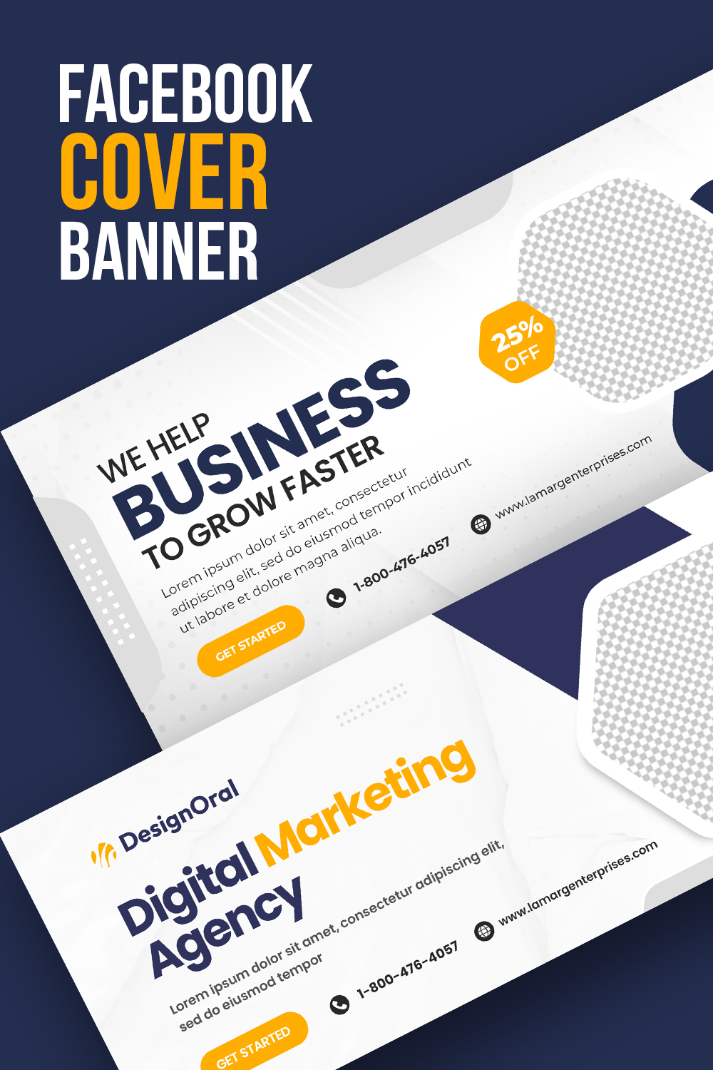 Corporate professional Business Facebook cover banner template pinterest preview image.