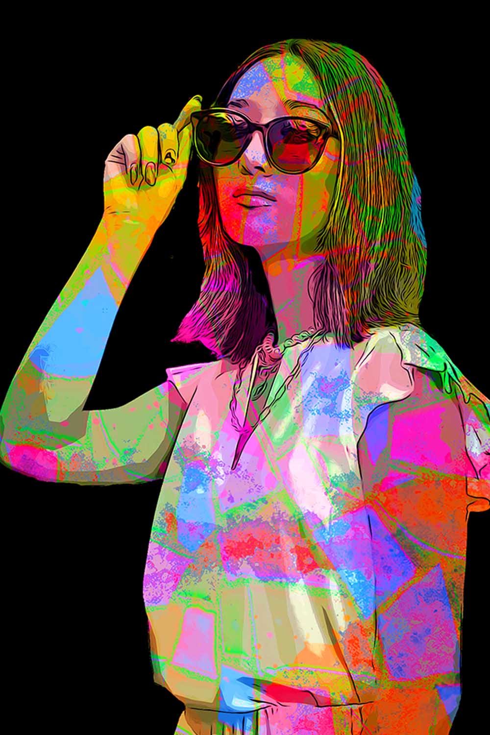 Colorful Pop Art Photoshop Action pinterest preview image.