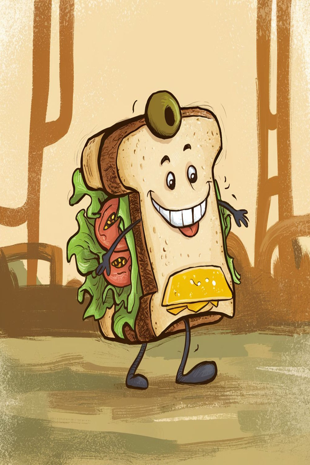 A Sandwich Charecter:"Smiley Stack" pinterest preview image.